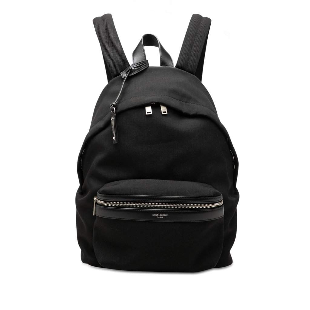 Saint Laurent Canvas City Backpack Black Very good - Front View