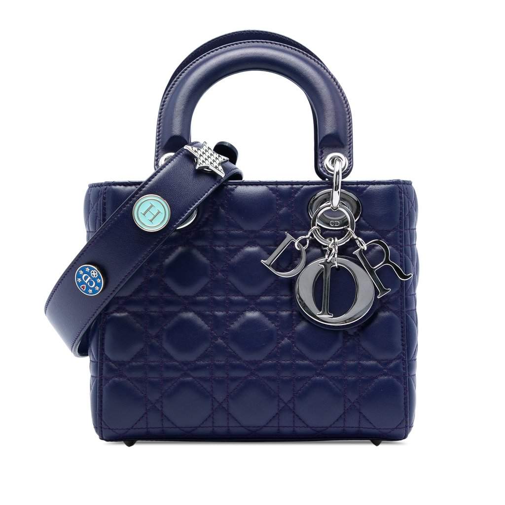 Dior Small Lambskin Cannage My ABC Lady Dior Blue Mini Leath