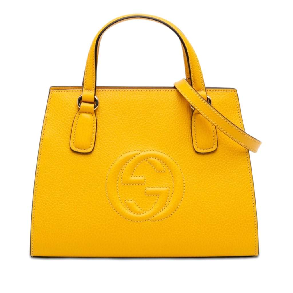 Gucci Medium Calfskin Soho Top Handle Convertible Tote Yellow Leather Very good - Front View