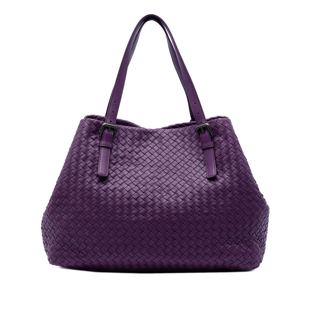 Bottega Veneta Large Nappa Intrecciato Cesta Tote Purple Leather Very good condition - Front View