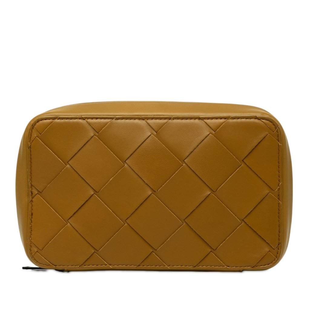 Bottega Veneta Nappa Maxi Intrecciato Zippered Pouch Brown Leather Very good condition - Front View