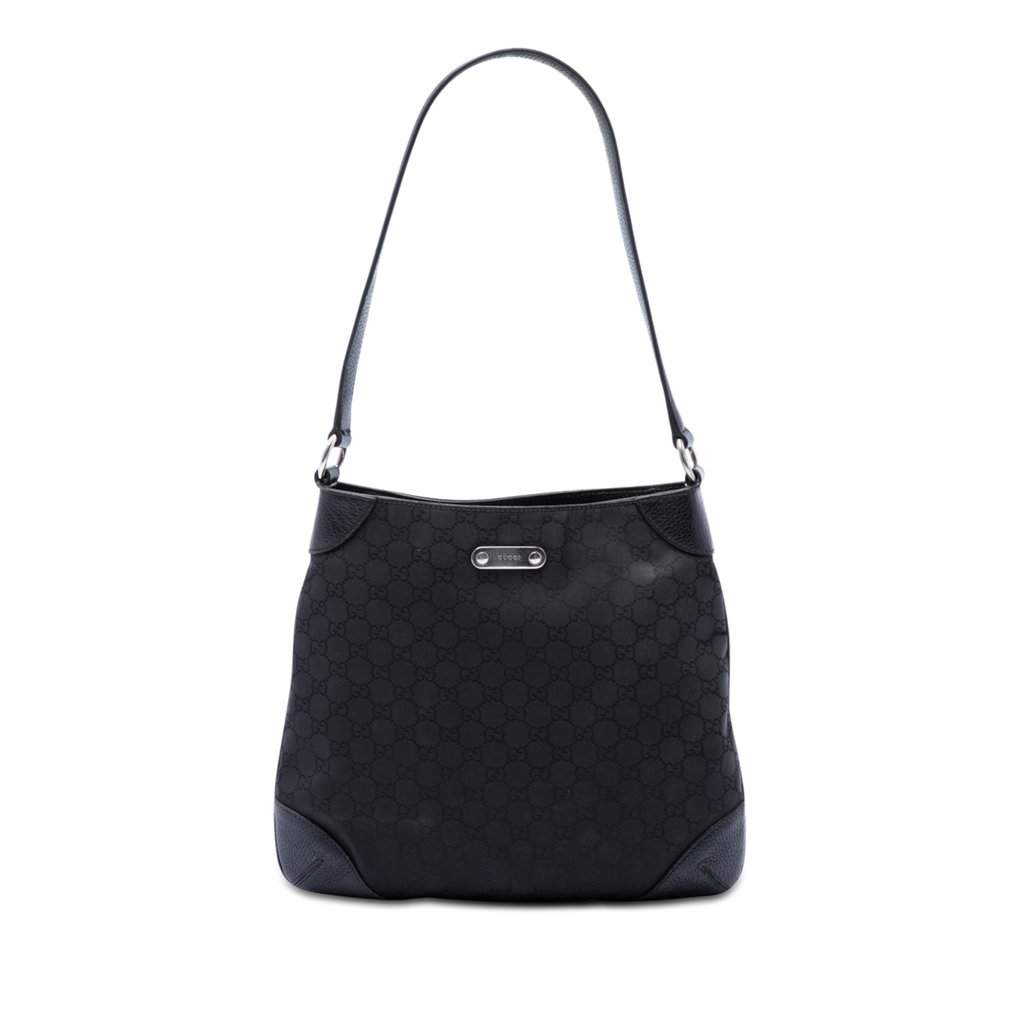 Gucci GG Denim Shoulder Bag Black Very good - Front View