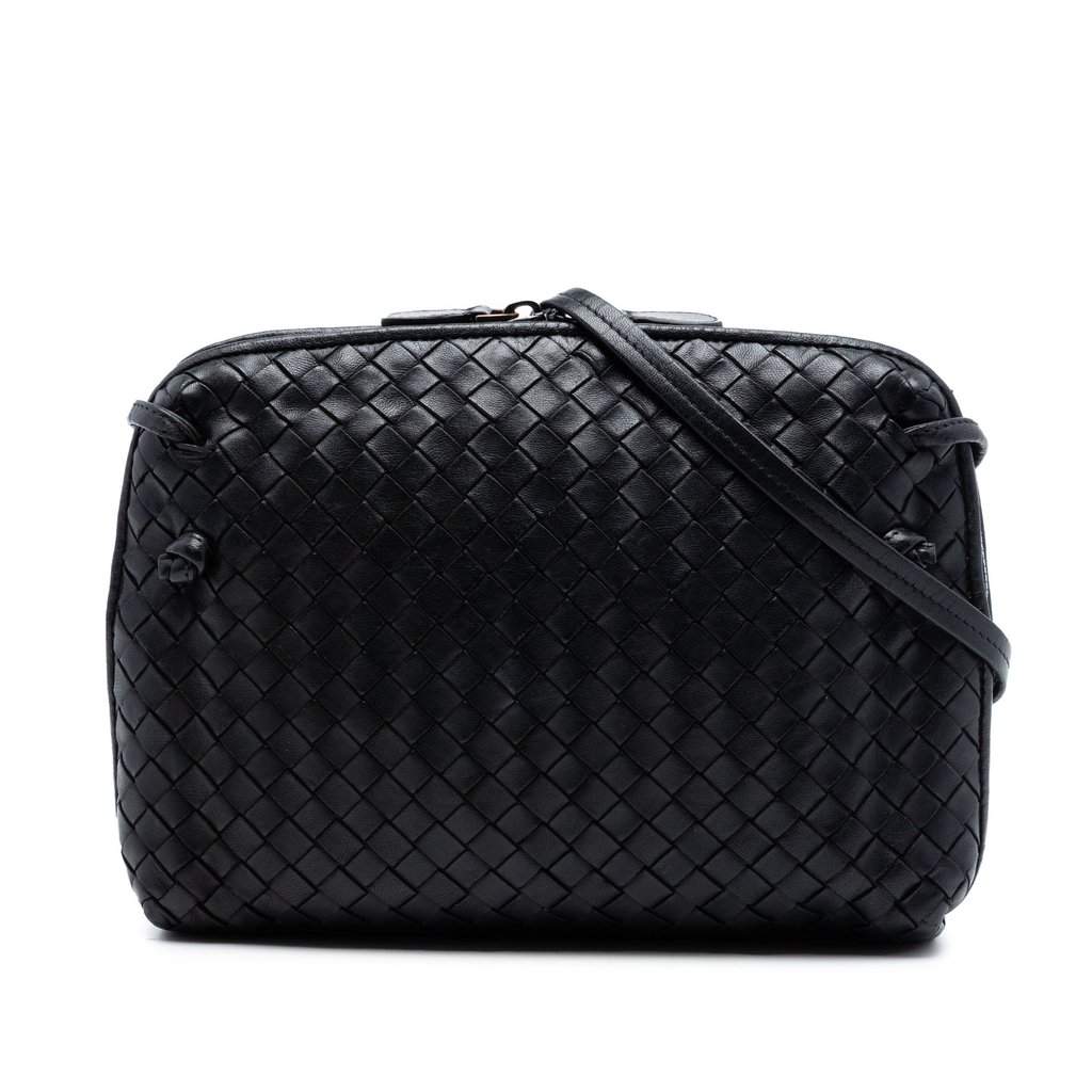 Bottega Veneta Nappa Intrecciato Nodini Crossbody Black Leather Very good condition - Front View
