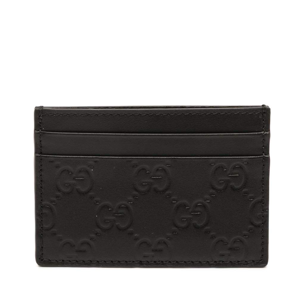 Gucci Guccissima Card Holder Black Leather Never worn - Front View