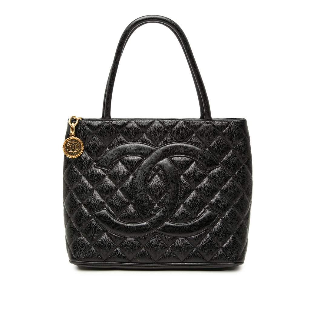 Chanel Caviar Medallion Tote Black Leather Very good condition - Front View