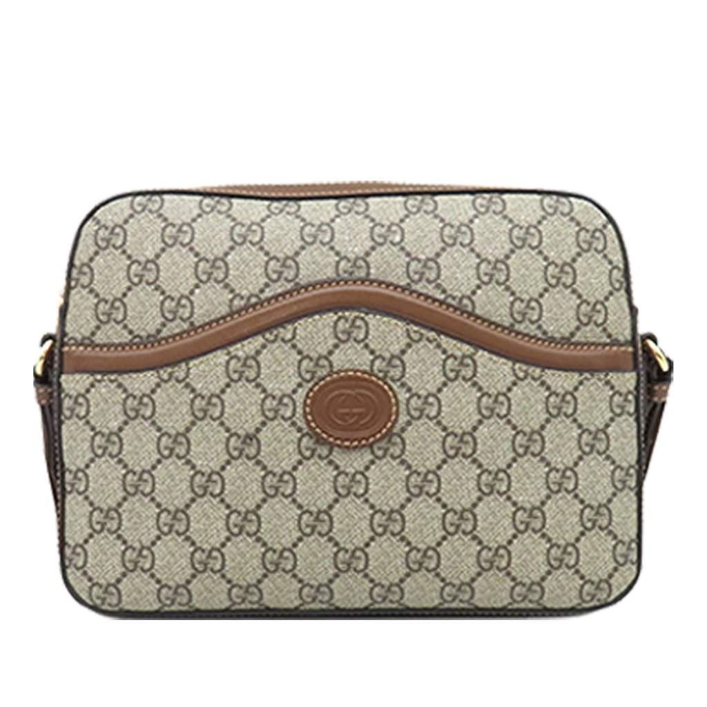 Gucci GG Supreme Retro Interlocking G Messenger Bag Beige Very good condition - Front View