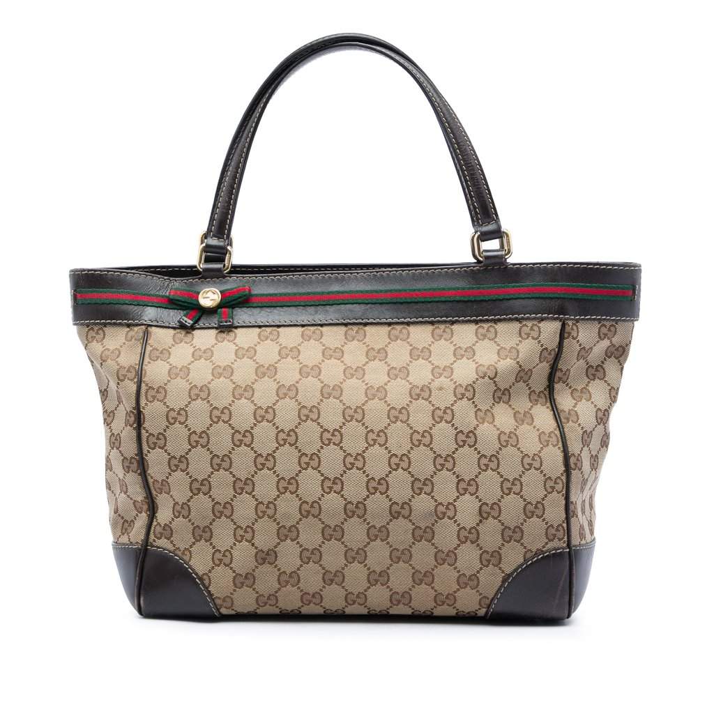 Gucci GG Canvas Web Mayfair Tote Beige Very good - Front View