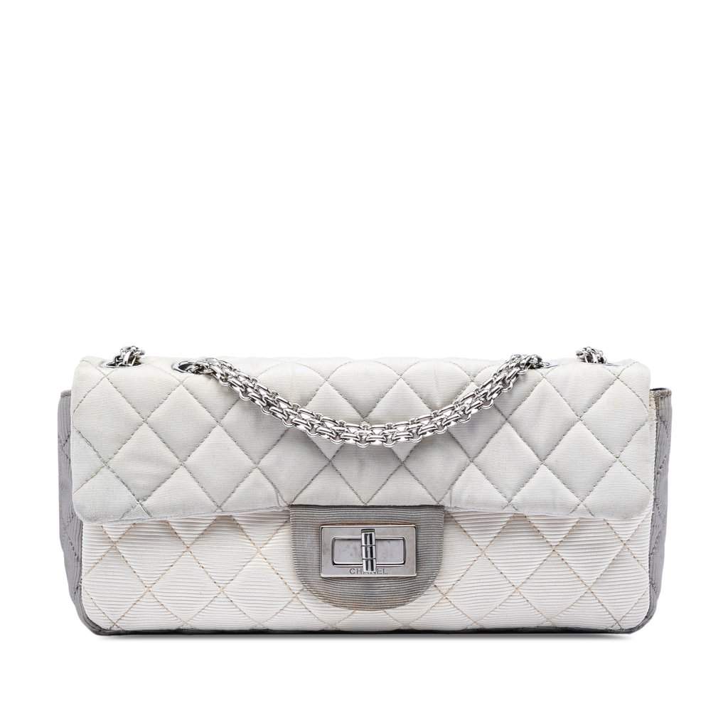 Chanel Small Tricolor Quilted Jersey Reissue 2.55 East West Flap White Very good - Front View
