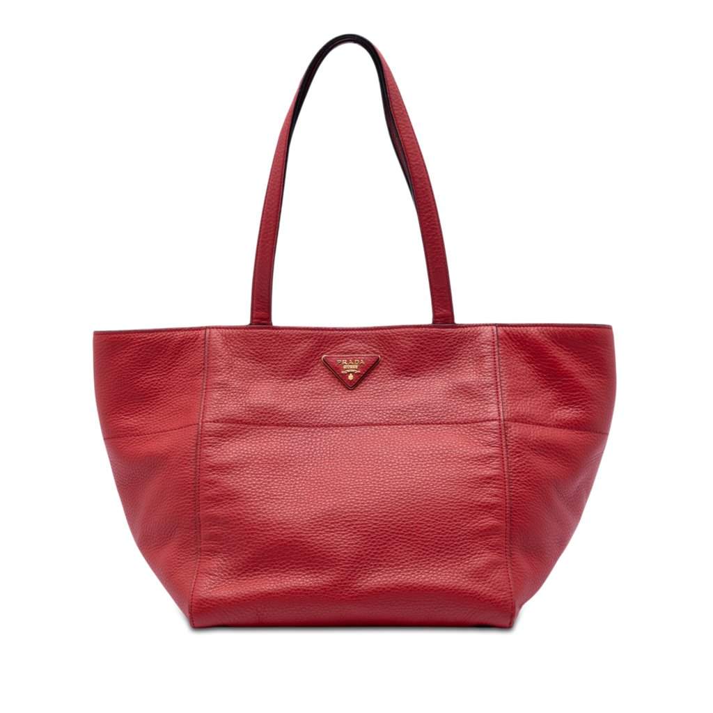 Prada Vitello Daino Tote Red Leather Very good condition - Front View