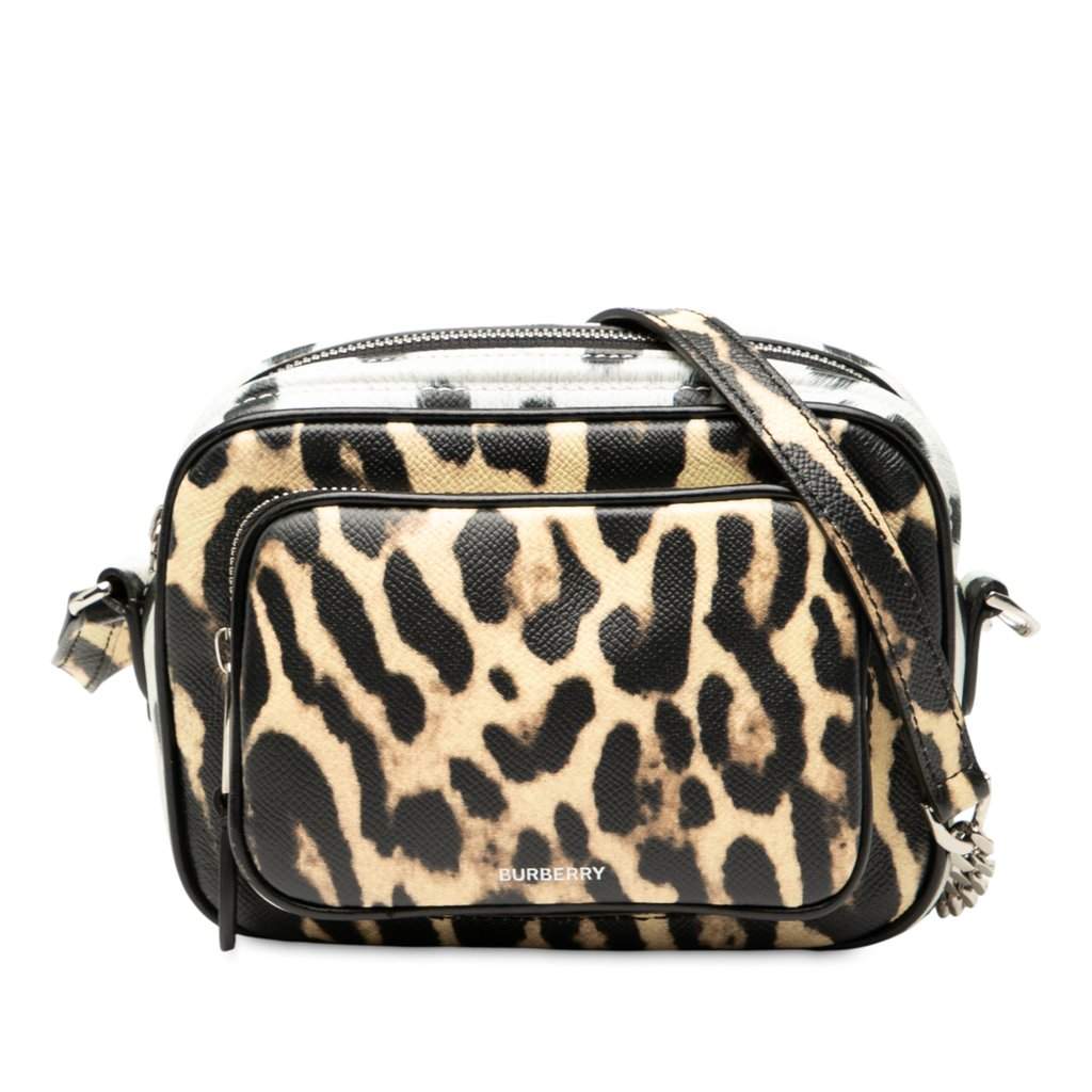 Burberry Leopard Printed Leather Camera Bag Brown Leather Very good condition - Front View