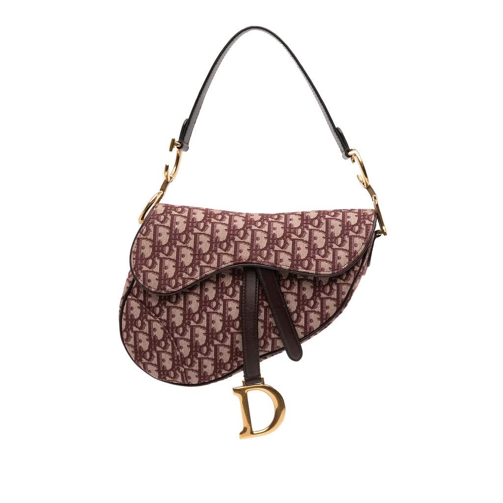 Dior Oblique Canvas Saddle Bag Red Very good - Front View