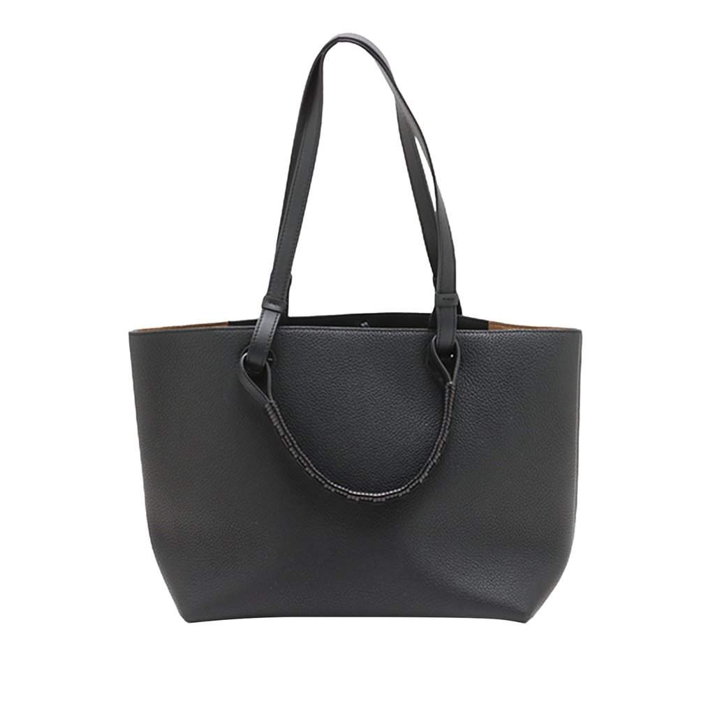 LOEWE Small Grained Calfskin Anagram Tote Black Leather Very good - Front View