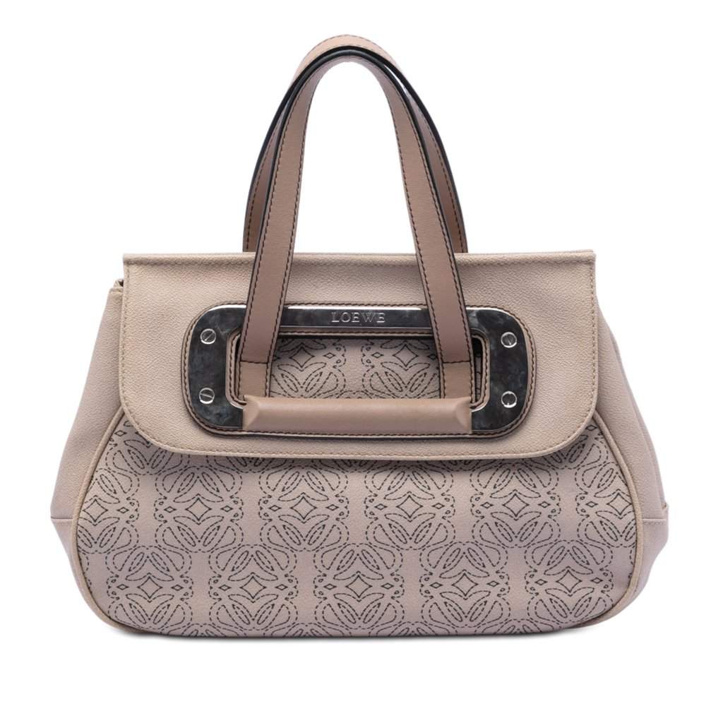Loewe Anagram Coated Canvas Kite Satchel Brown Very good condition - Front View