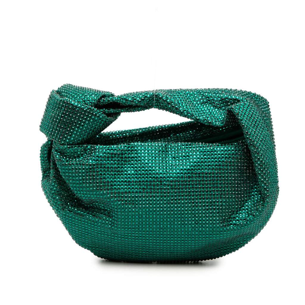 Bottega Veneta Mini Crystal Embellished Satin Jodie Green Very good condition - Front View