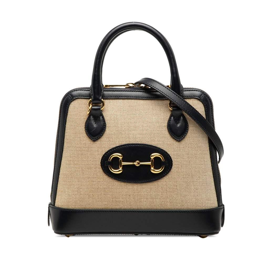 Gucci Small Canvas Horsebit 1955 Satchel Beige Very good condition - Front View