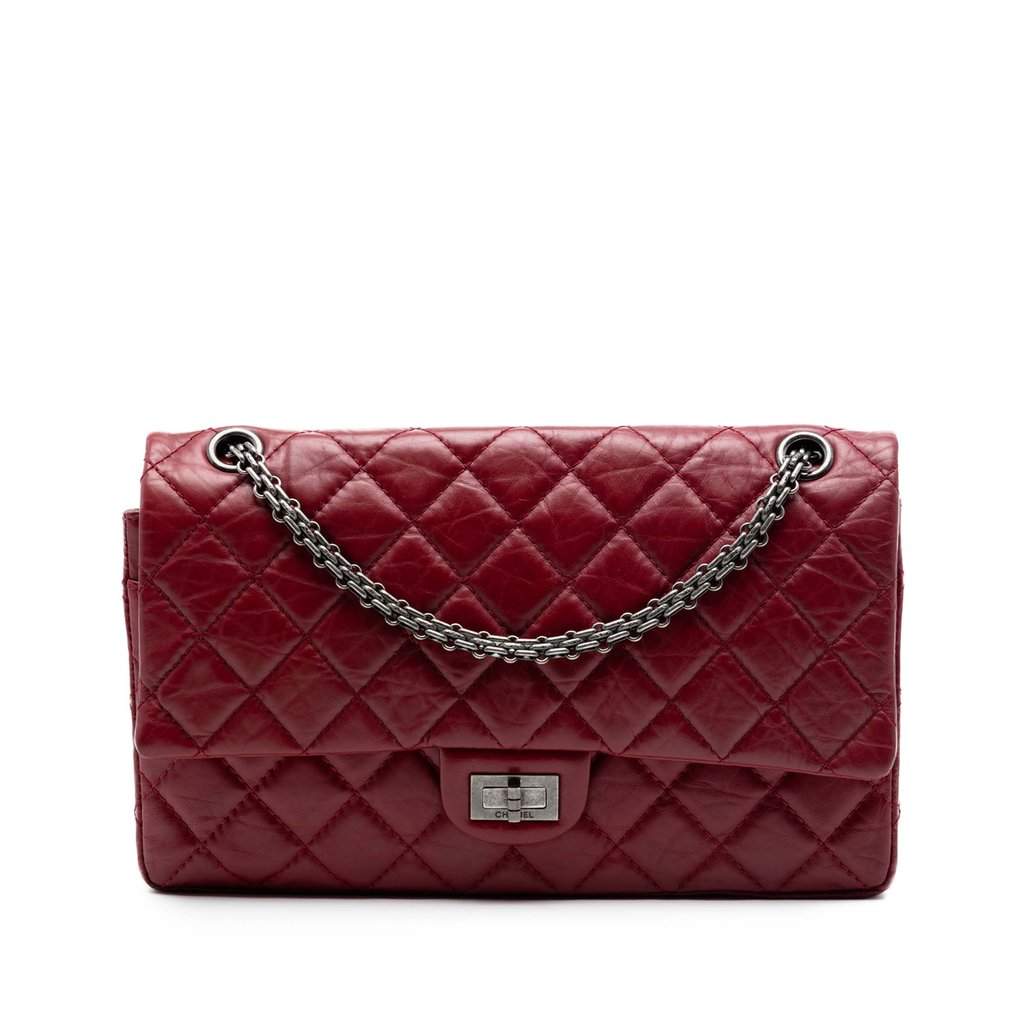 Chanel Quilted Aged Calfskin Reissue 2.55 Double Flap 226 Red Leather Very good condition - Front View