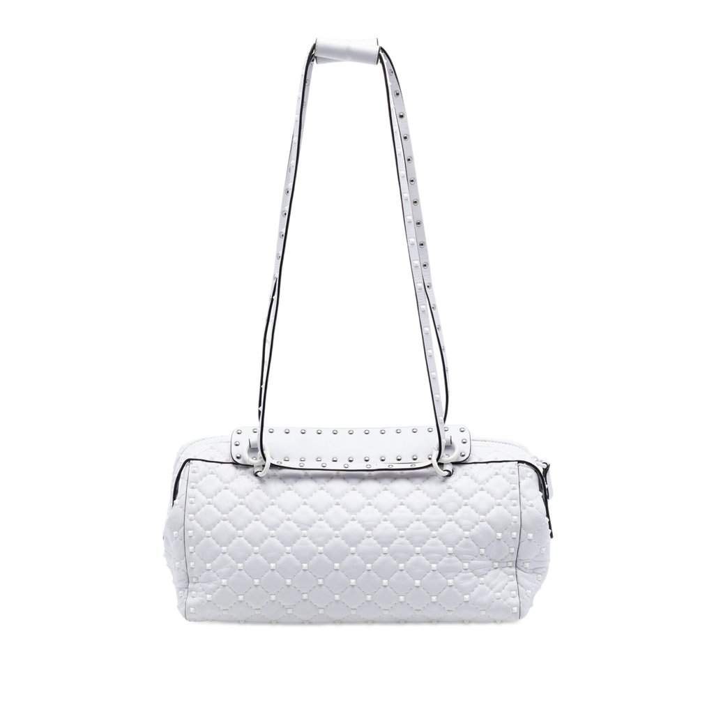 Valentino Lambskin Free Rockstud Spike Shoulder Bag White Leather Very good condition - Front View