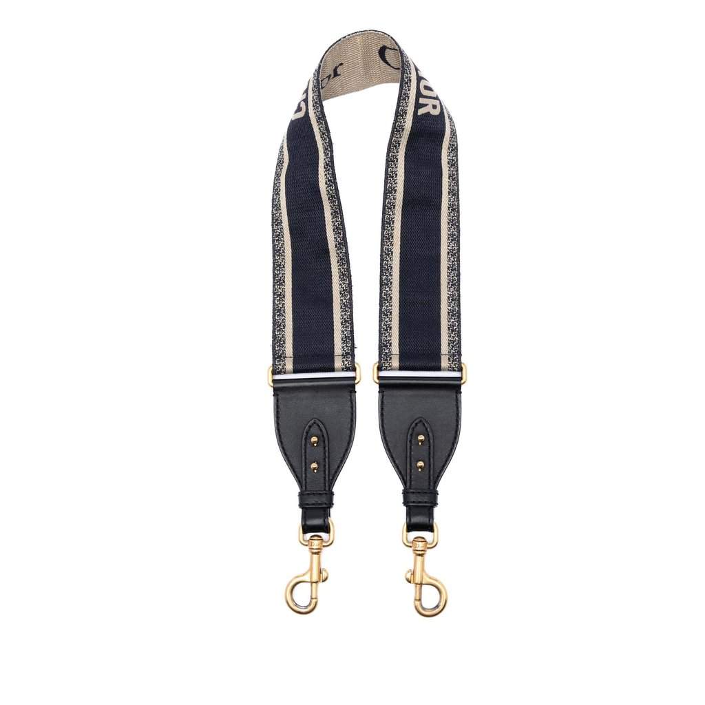 Dior Embroidered Canvas Bag Strap Blue Very good condition - Front View