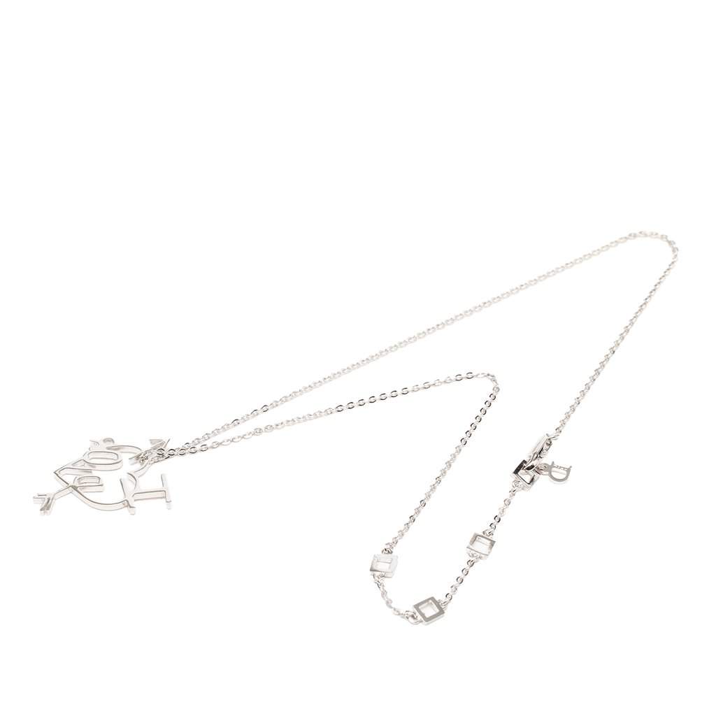Dior Brass I Love Dior Heart and Arrow Pendant Necklace Silver Metal Very good - Front View