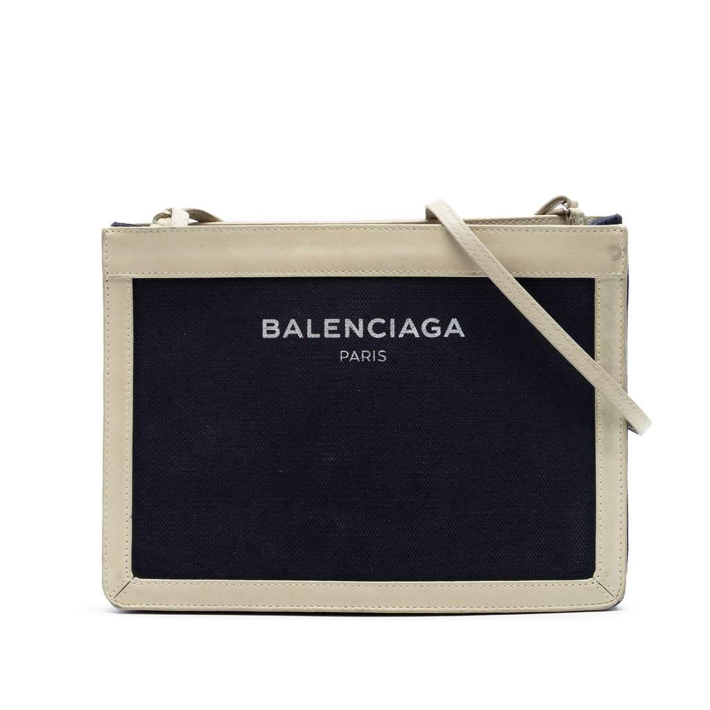 Balenciaga Canvas Navy Pochette M Crossbody Black Very good condition - Front View