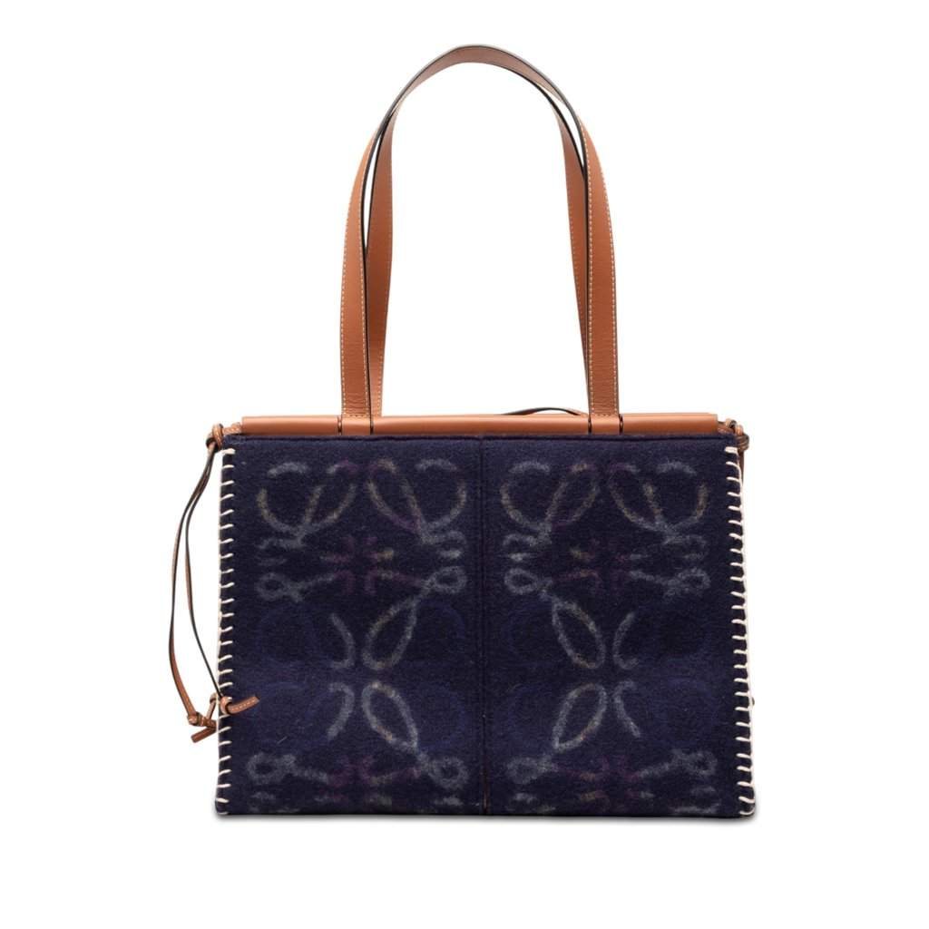 Loewe Medium Anagram Felt Cushion Tote Blue Very good condition - Front View