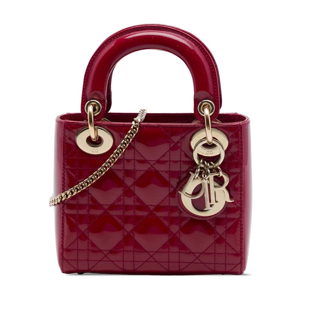 Dior Mini Patent Cannage Lady Dior Red Leather Very good - Front View