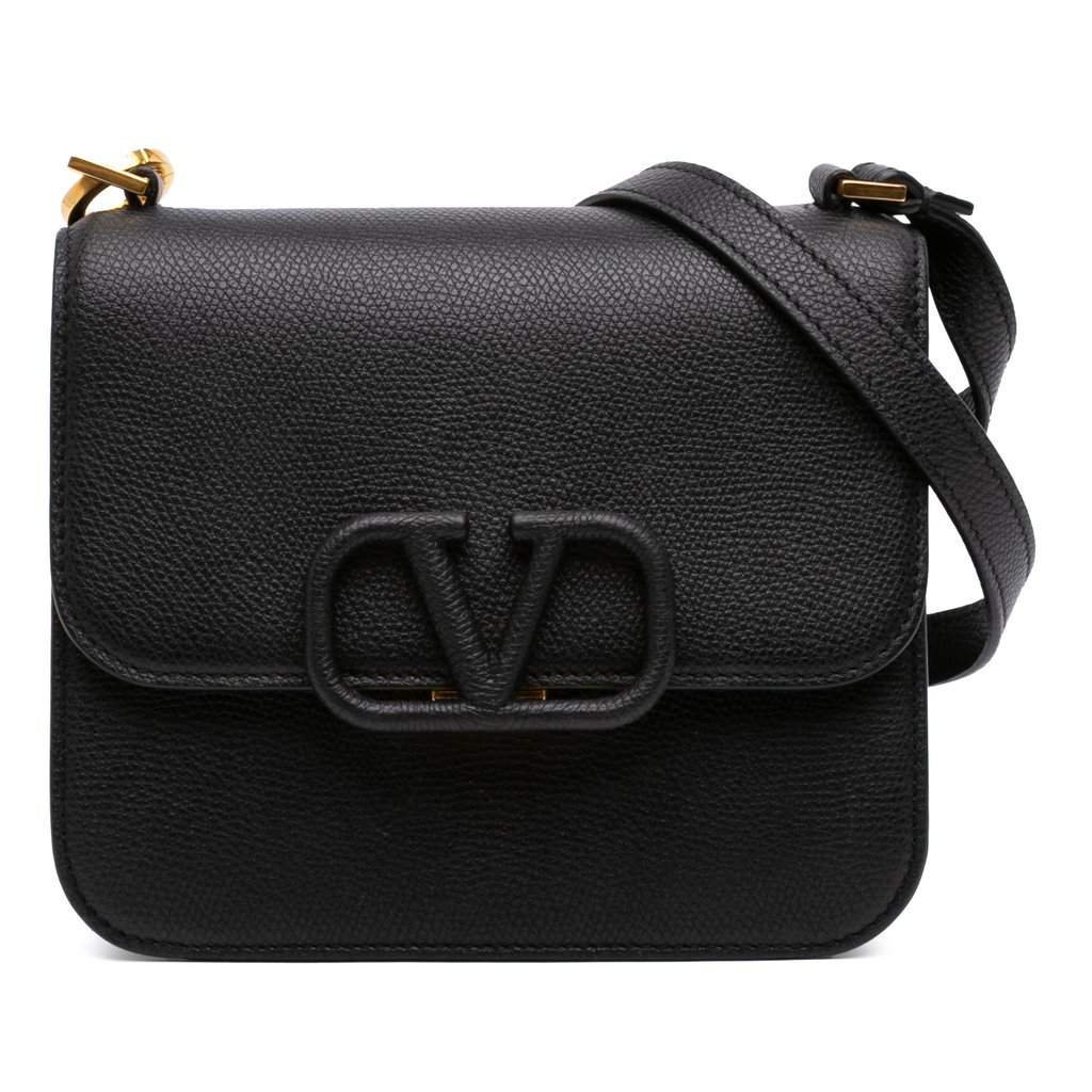 Valentino Small Grained Calfskin VSling Crossbody Black Leather Very good - Front View