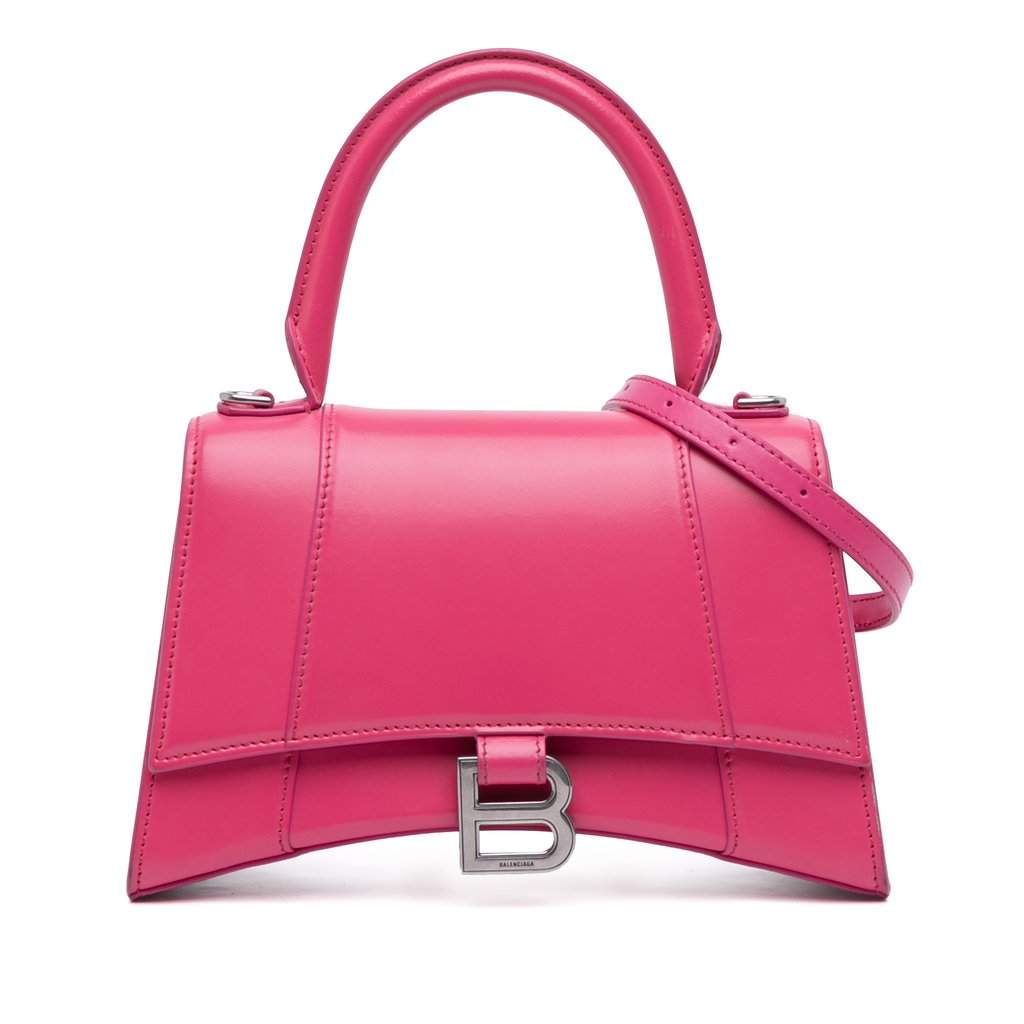 Balenciaga Small Shiny Box Calfskin Hourglass Satchel Pink Leather Very good - Front View