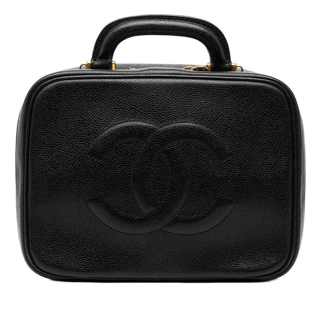 Chanel CC Caviar Vanity Case Black Leather Very good - Front View