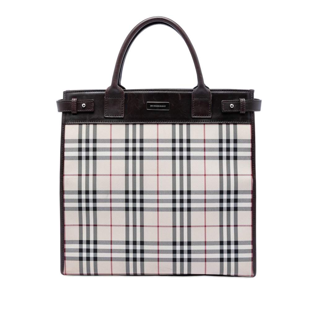 Burberry House Check Canvas Convertible Tote Beige Very good condition - Front View