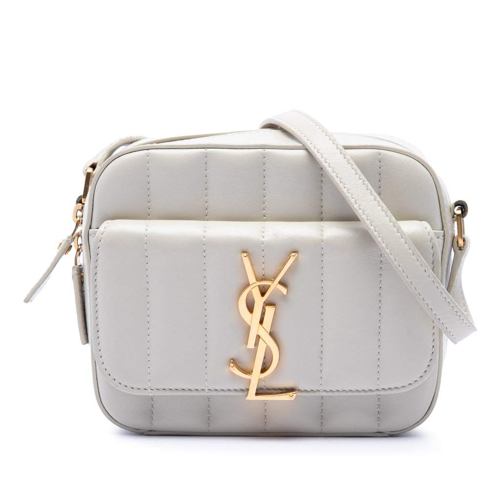 Saint Laurent Toy Quilted Lambskin Vicky Camera Bag White Leather Very good - Front View