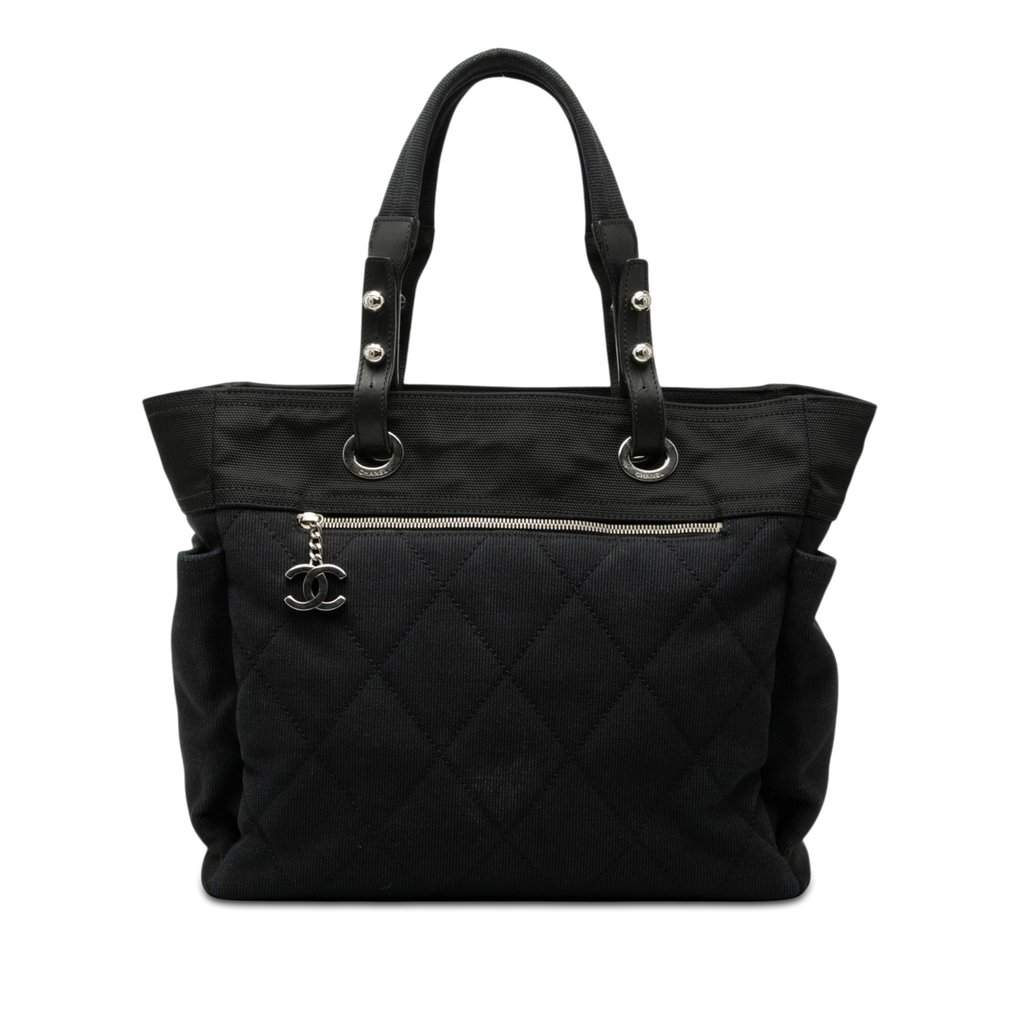 Chanel Large Quilted Canvas Paris Biarritz Tote Blue Very good condition - Front View