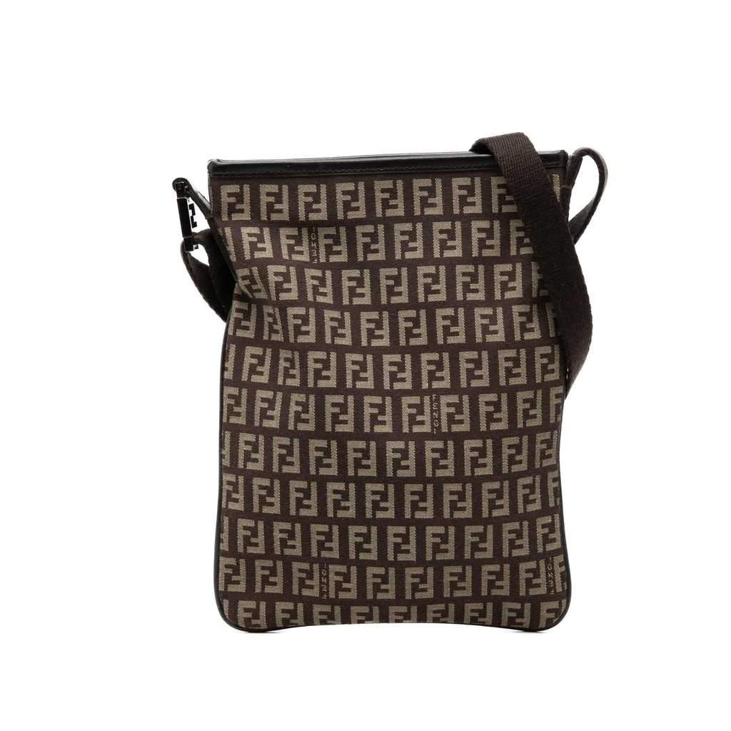 Fendi Zucchino Canvas Crossbody Brown Very good condition - Front View