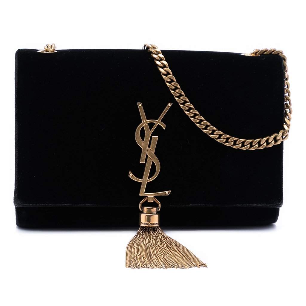 Saint Laurent Small Suede Monogram Kate Tassel Crossbody Black Leather Very good condition - Front View