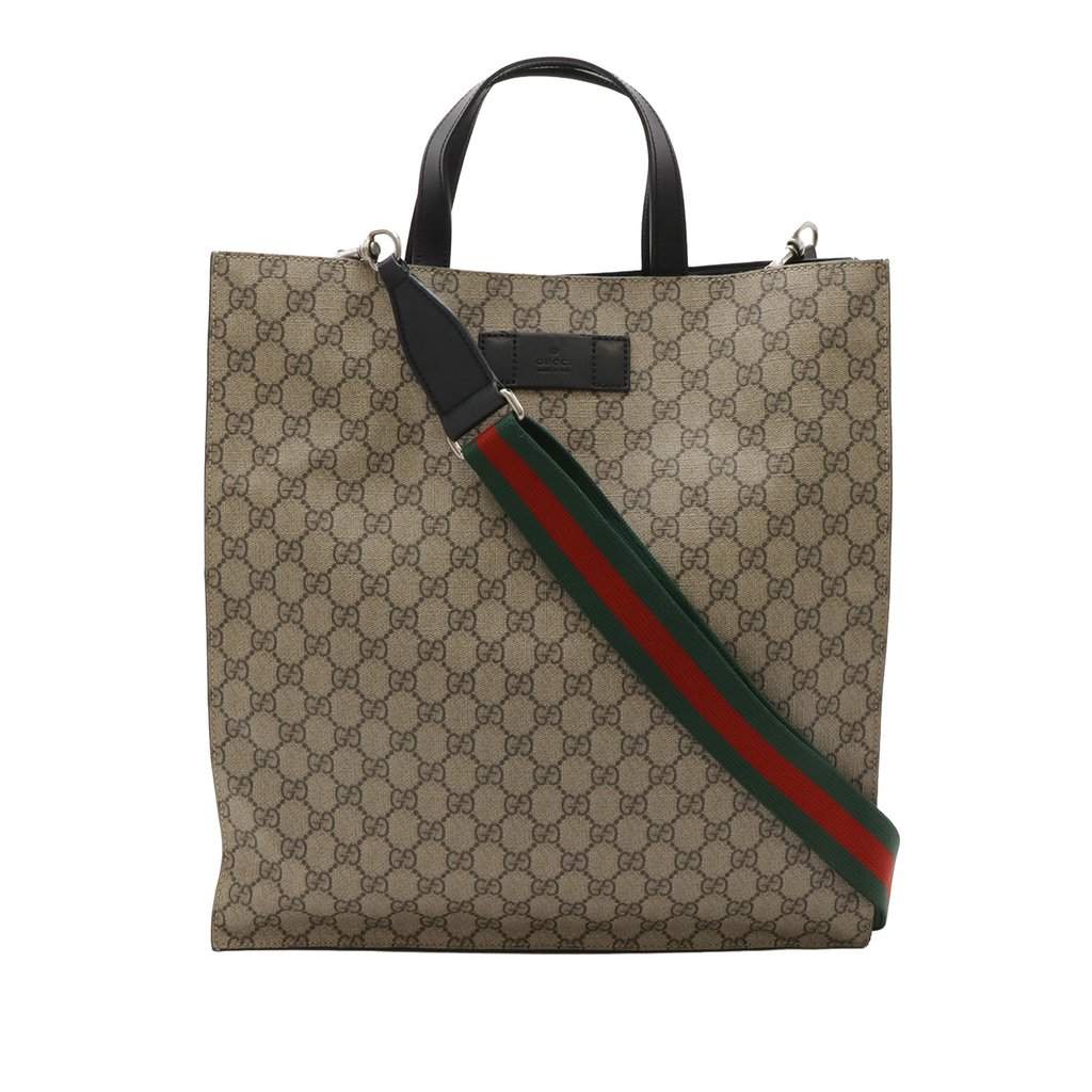 Gucci GG Supreme Web Vertical Satchel Beige Very good condition - Front View