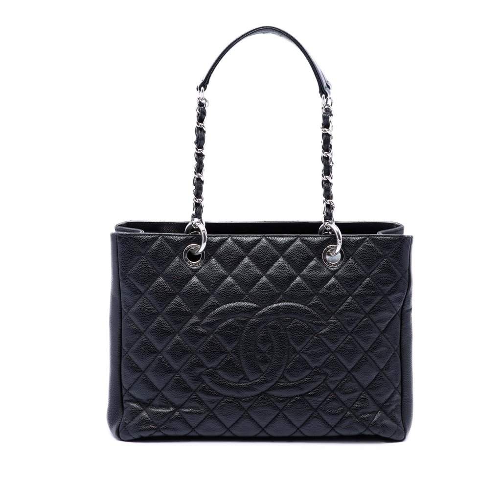 Chanel Caviar Grand Shopping Tote Black Leather Very good condition - Front View