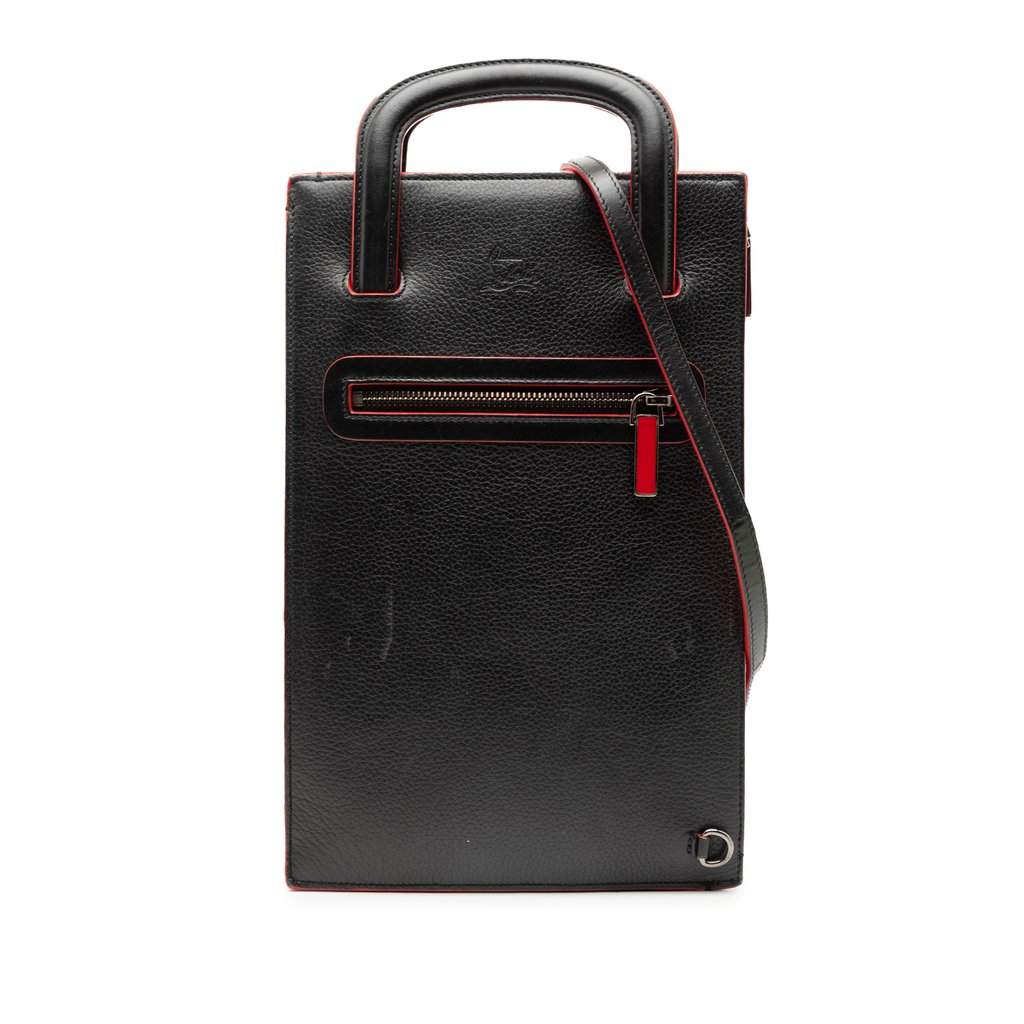 Christian Louboutin Leather Trick Track Satchel Black Leather Very good - Front View