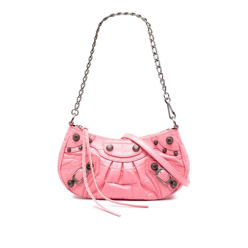 Balenciaga Mini Embossed Leather Motocross Le Cagole Pink Leather Very good - Front View