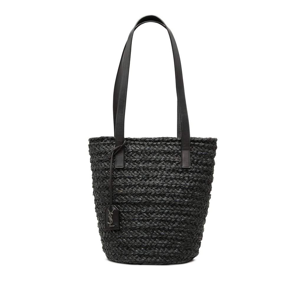 Saint Laurent Small Raffia Panier Tote Black Very good condition - Front View