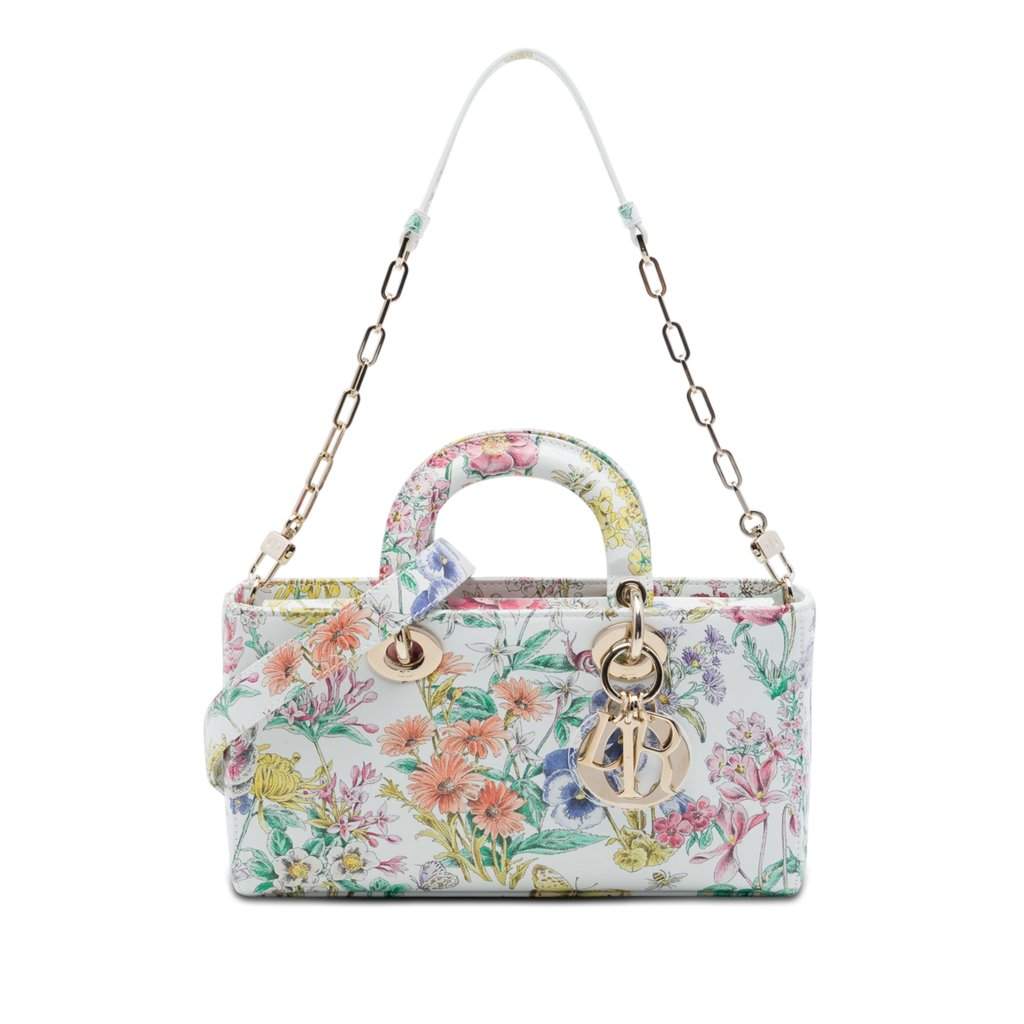Dior Medium Calfskin Astral Flowers Lady D Joy White Leather Very good - Front View