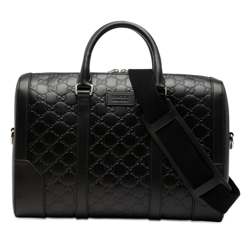 Gucci Guccissima Business Bag Black Leather Very good condition - Front View