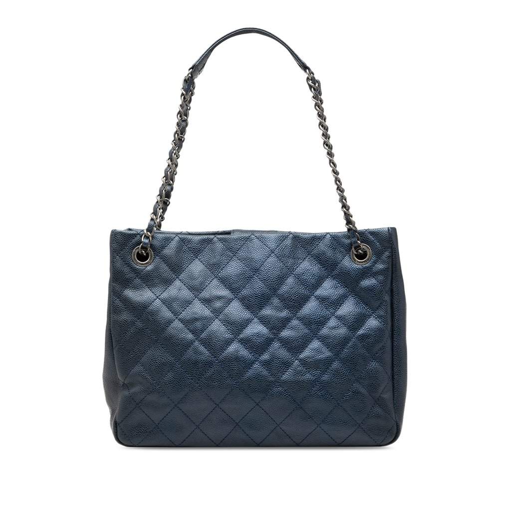 Chanel Medium Caviar Iridescent Chic Shopping Tote Blue Leather Very good condition - Front View