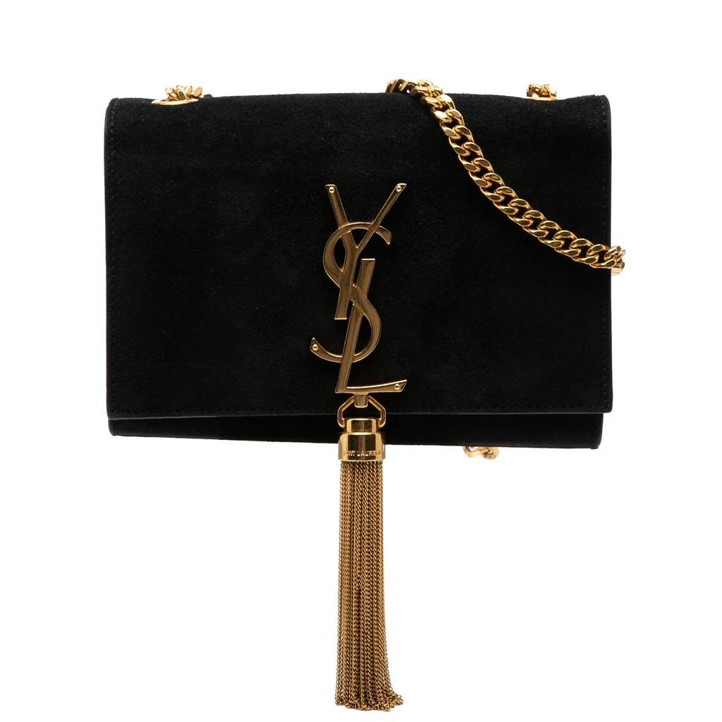Saint Laurent Small Suede Monogram Kate Tassel Crossbody Black Leather Very good condition - Front View