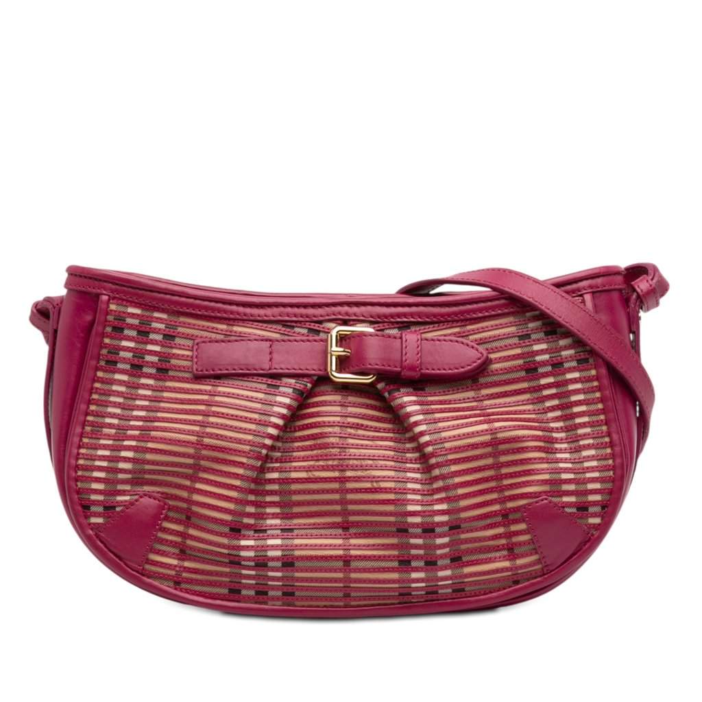 Burberry Haymarket Check Stripes Coated Canvas Crossbody Beige Very good condition - Front View