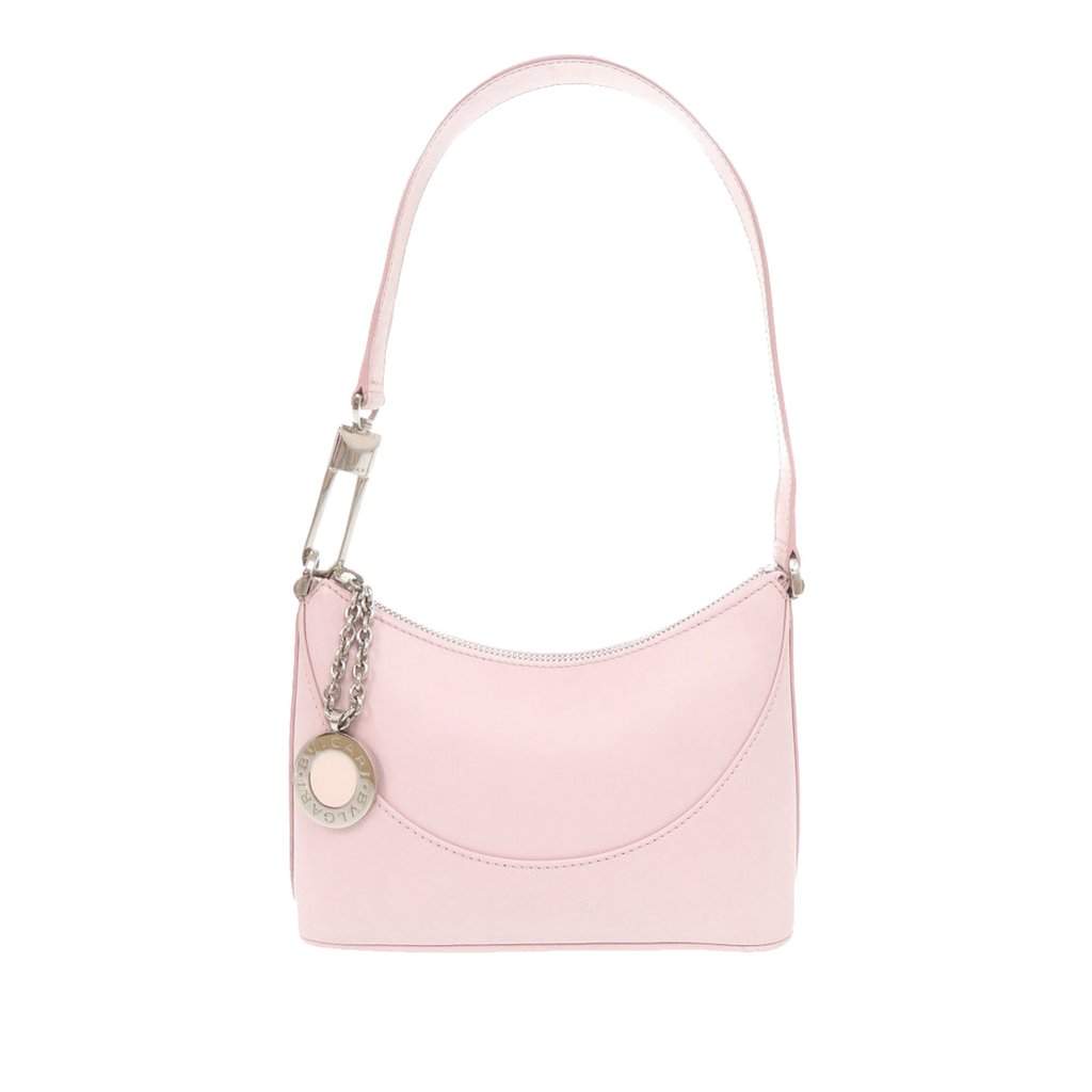 Bvlgari Logomania Leather Shoulder Bag Pink Leather Good condition - Front View