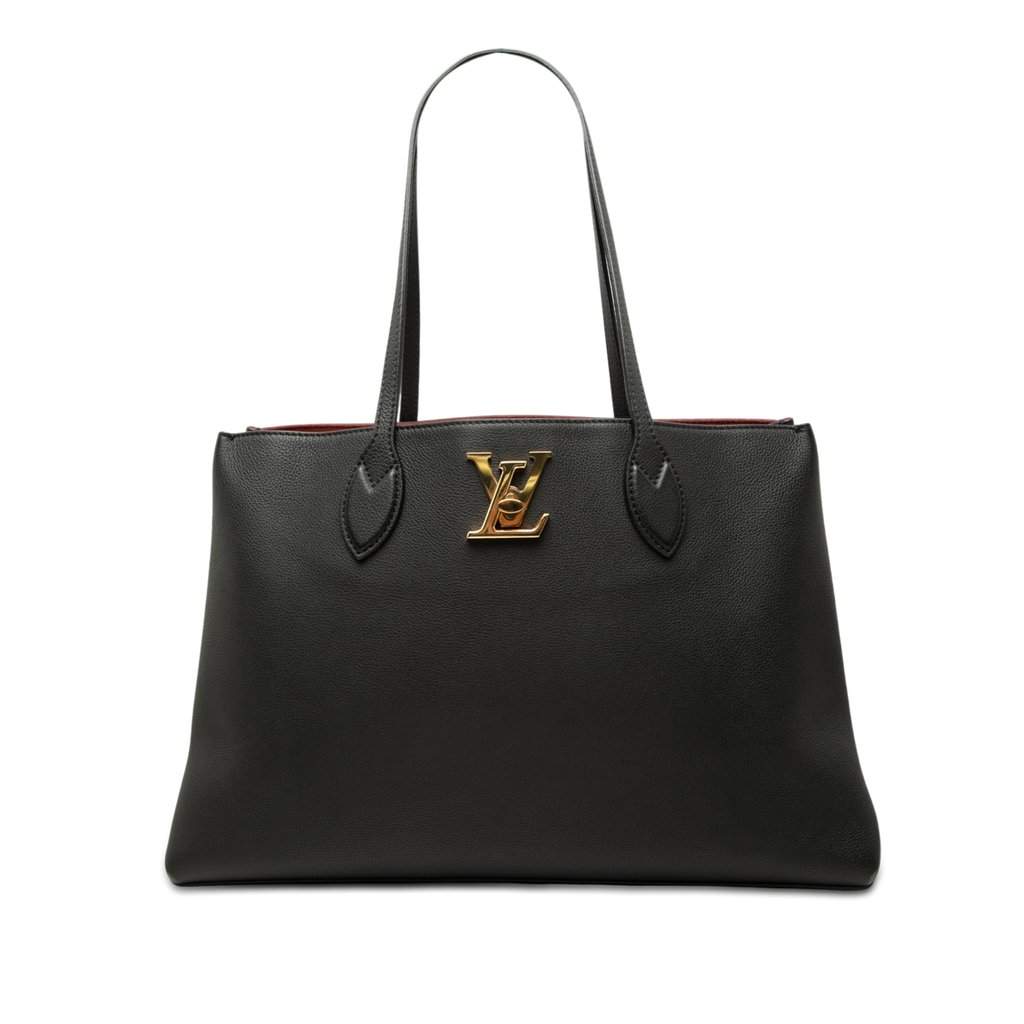 Louis Vuitton Leather Lockme Shopper Tote Black Leather Very good condition - Front View