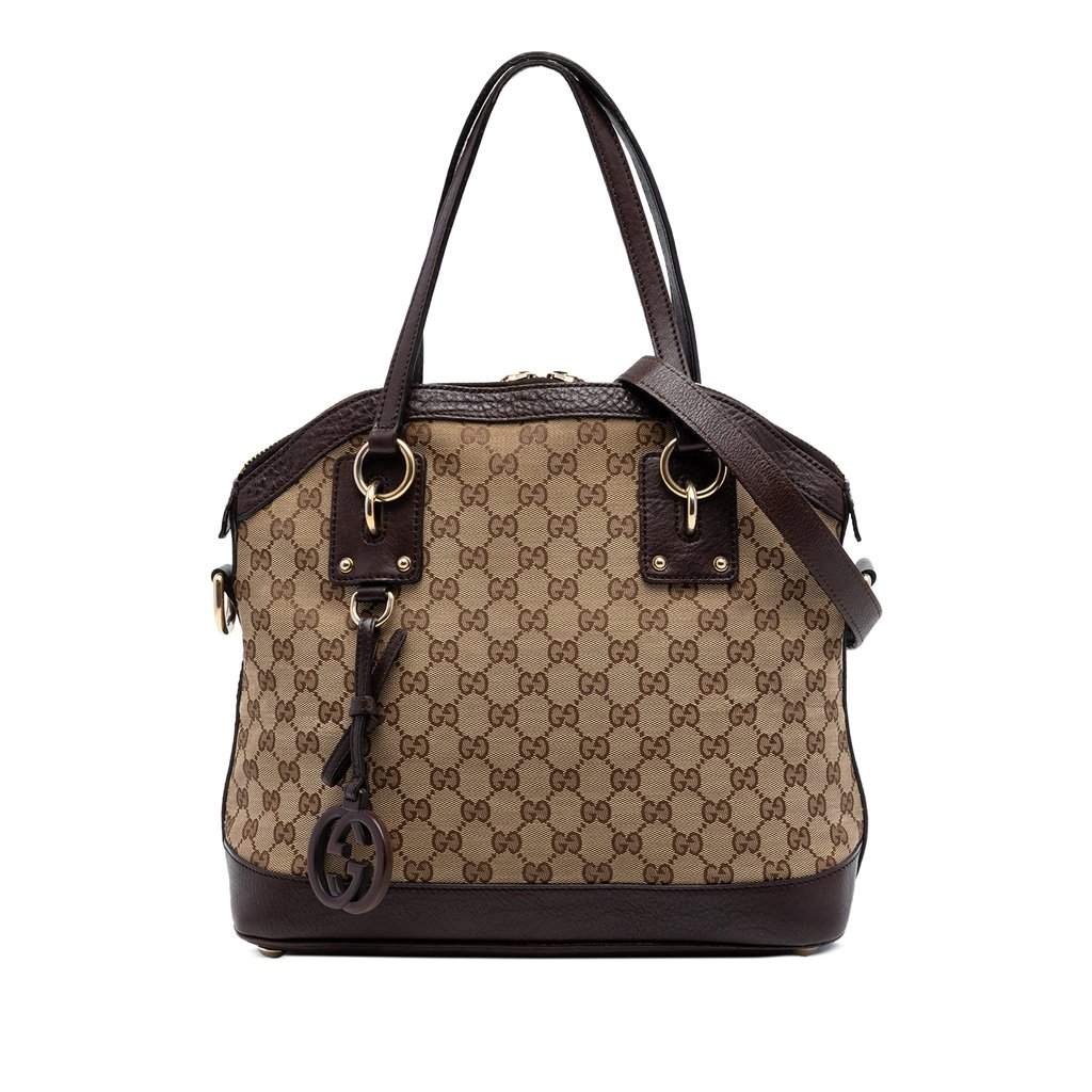 Gucci Medium GG Canvas Charm Dome Satchel Beige Very good condition - Front View