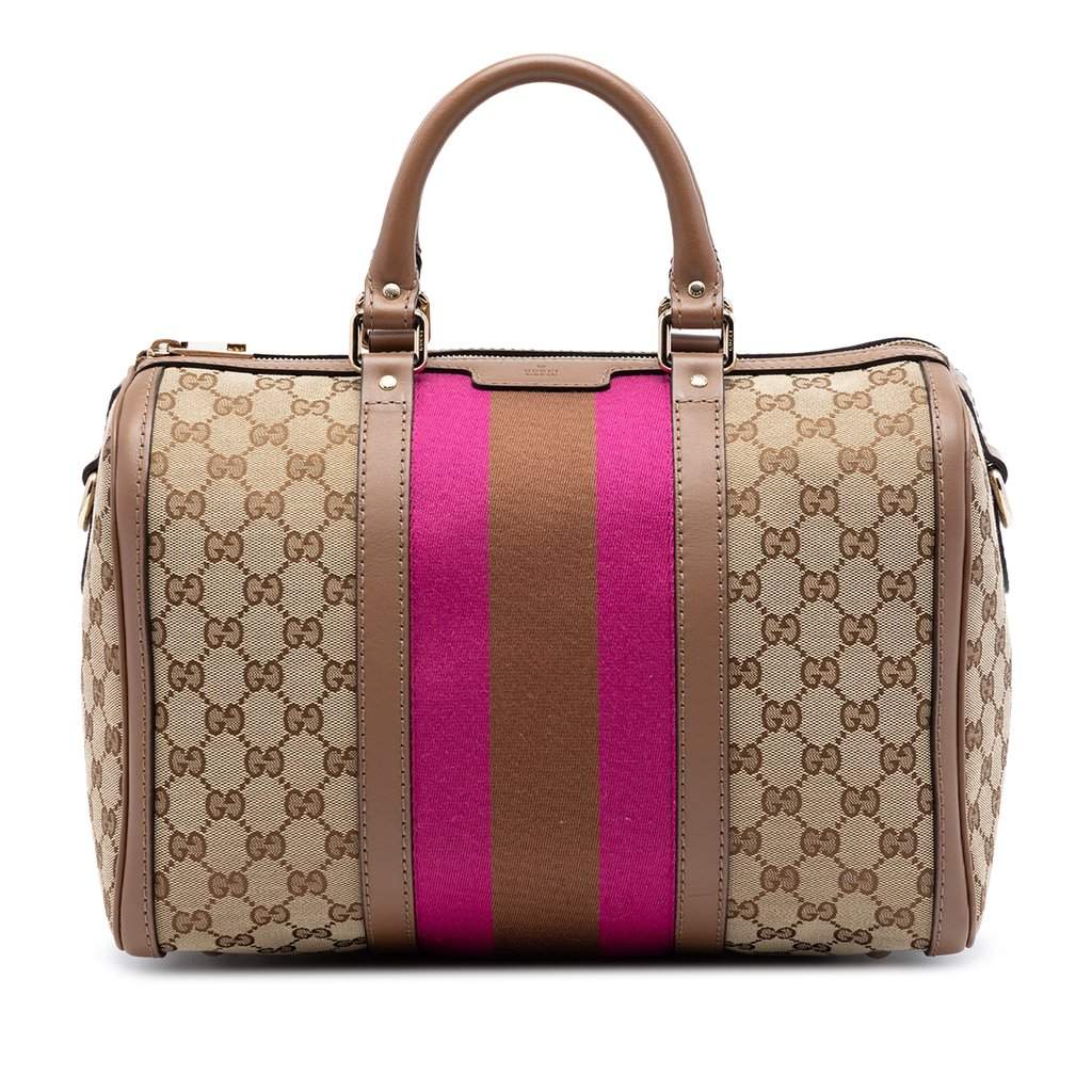 Gucci Medium GG Canvas Web Joy Boston Bag Beige Very good condition - Front View