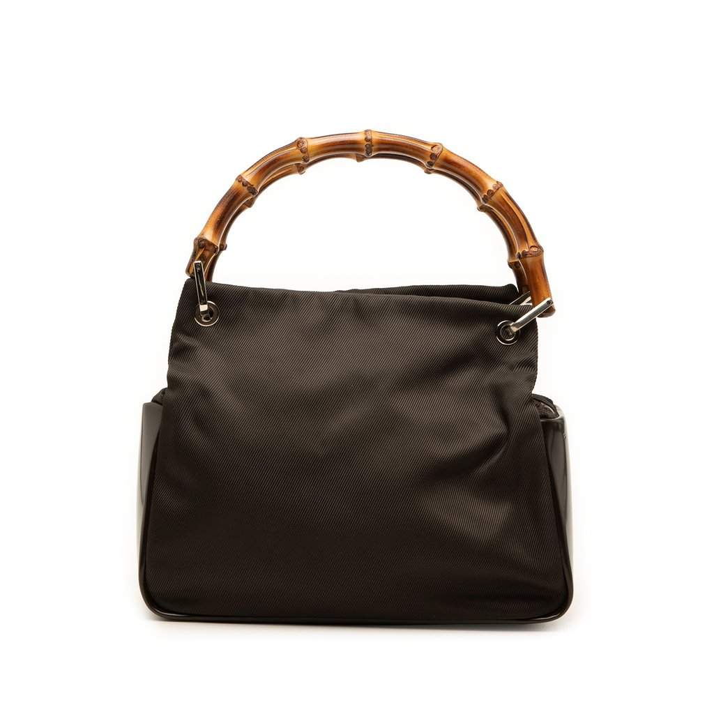 Gucci Nylon Bamboo Handbag Brown Very good - Front View