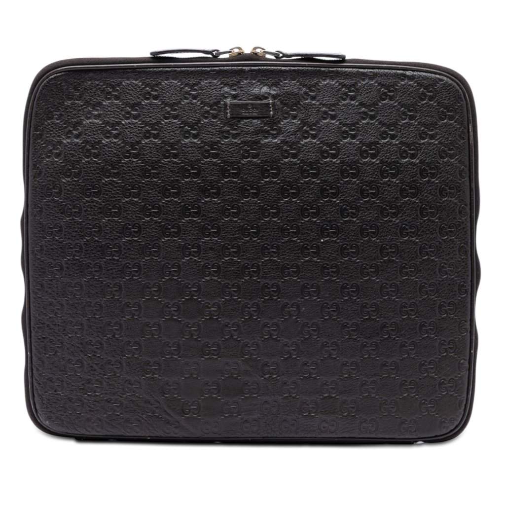 Gucci Guccissima Laptop Case Black Leather Very good condition - Front View